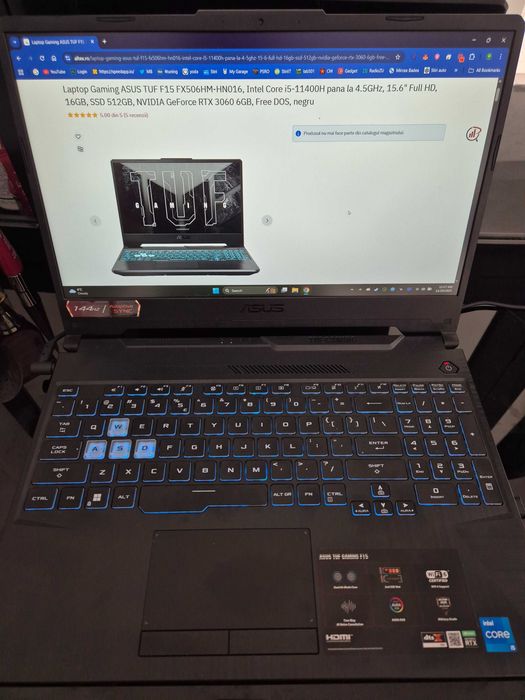 Laptop ASUS Gaming 15.6'' TUF i5 16GB DDR4 1.5TB SSD RTX 3060