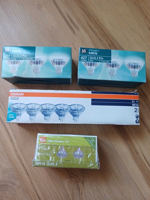 Комплект от 13бр, 12V MR16 GU5.3 Osram и др. халогенни крушки, лунички
