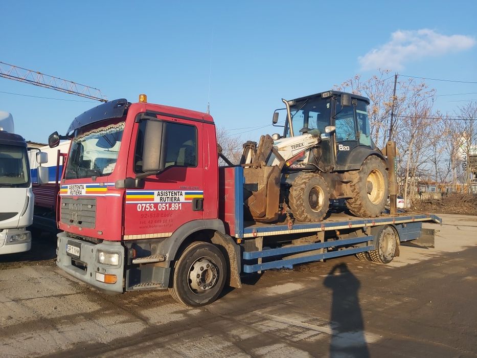 Transport buldo excavatoare,utilaje,tractoare,inchiriez platforma trailer