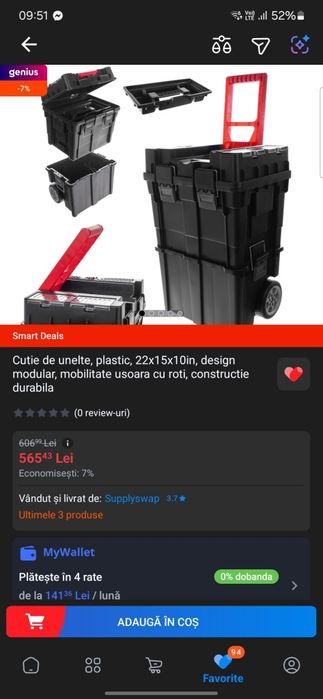 Cutie de unelte, plastic, 64x44x35cm, design modular, mobilitate usoar