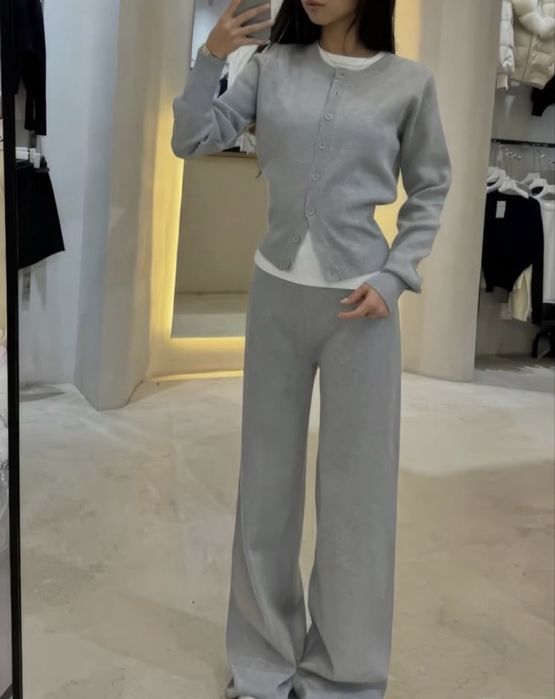 Серый костюм(Кардиган+Брюки)