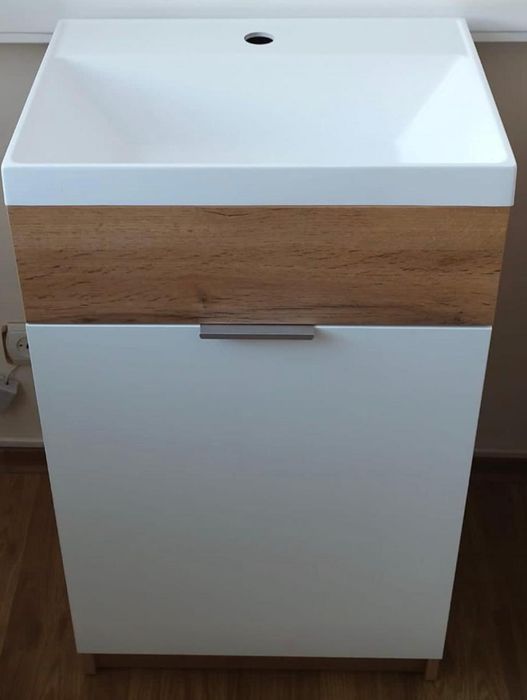Тумба с раковиной 50×35 см белаясераяпод дерево