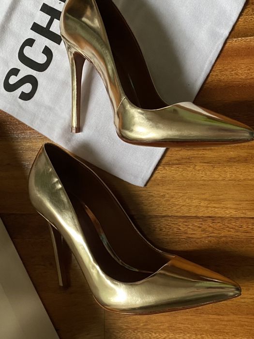 Pantofi Schutz, piele, aurii, 38
