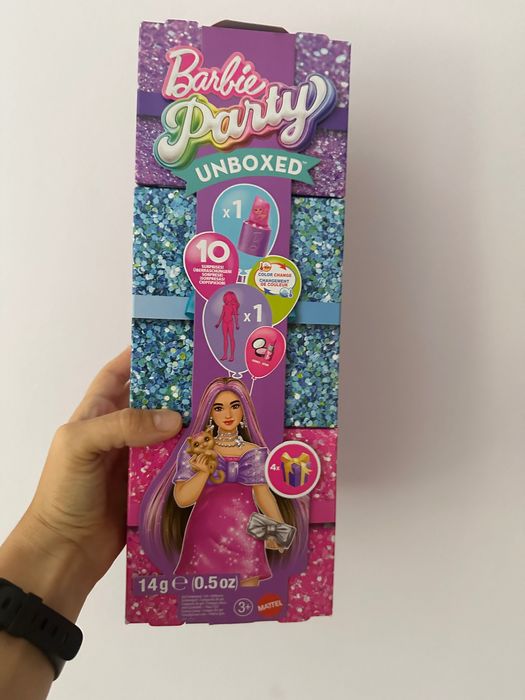 Кукла барби unboxed Кукла Barbie, Party Unboxed Reveal, Лилава рокля