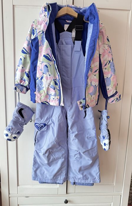Ски екип за момиче Roxy T3 / 98-104 / 3-4 години + полар и термо бельо