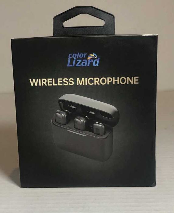 Set 2 Microfoane Wireless Lavalier Color Lizard, Receptor USB-C / Lightning, Carcasă de Încărcare, Plug & Play, Reducere Zgomot, Distanță 20m