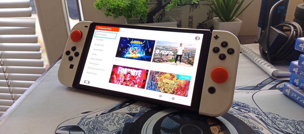 Nintendo Switch OLED 64GB + Dock + Joy-Con Grip | Отлично състояние