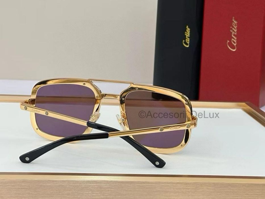 Ochelari de Soare Cartier CT0194S Noi Full Box Santos De Cartier [Verificare Colet] Gold