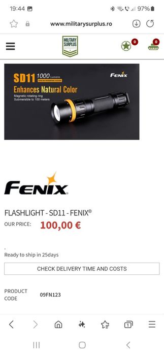 vand lanterna scufundari-subacvatica Flashlight Fenix SD11