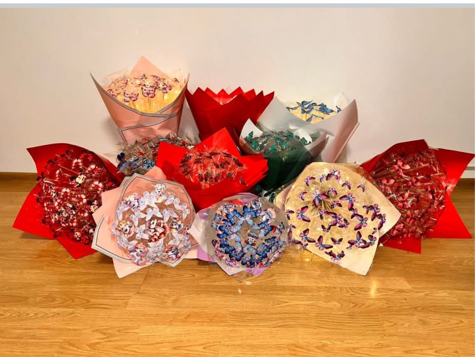 Buchet fluturi cu lumini LED - Handmade, decor deosebir lucrate manual