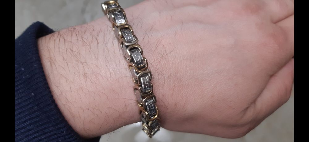 Lant și bratara inox 8mm placat 145 grame 57cm si 22cm