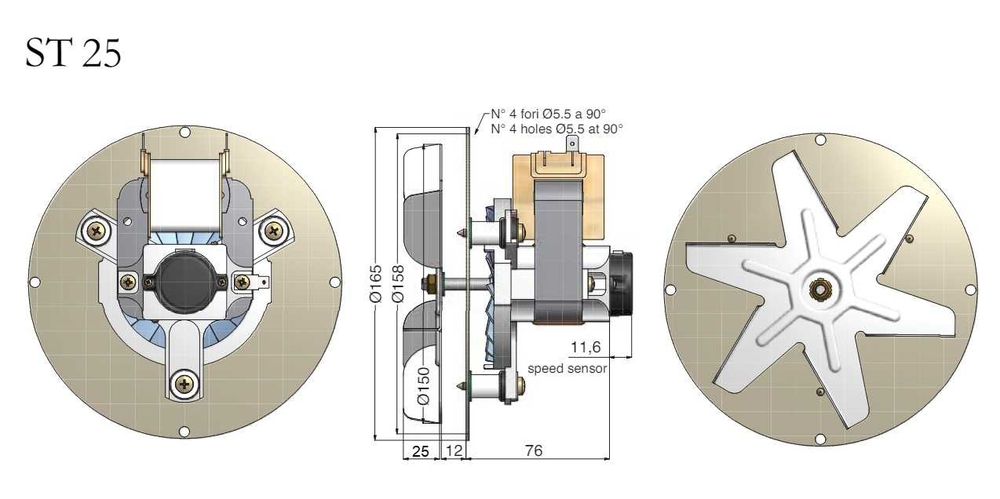 Ventilator gaze arse centrale peleti: Fornello Royal Primo Fiama King