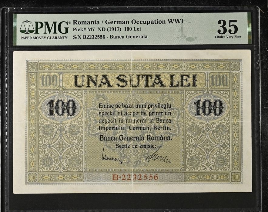 Bancnota gradata PMG 100 lei 1917 BGR