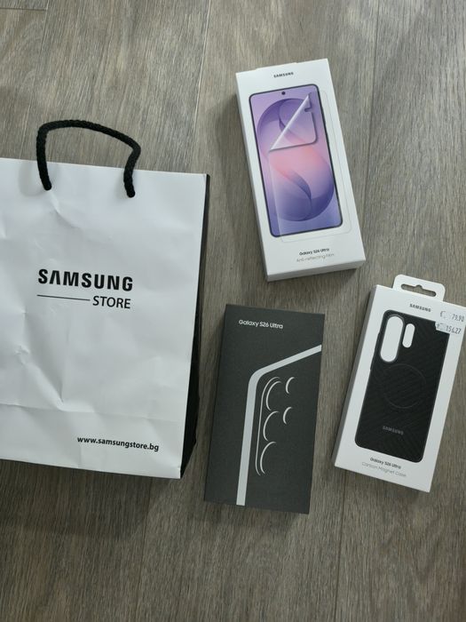 Samsung S26 Ultra 256GB ползван месец, 20 зареждания, гаранция, БЕЗ ЗАБЕЛЕЖКА