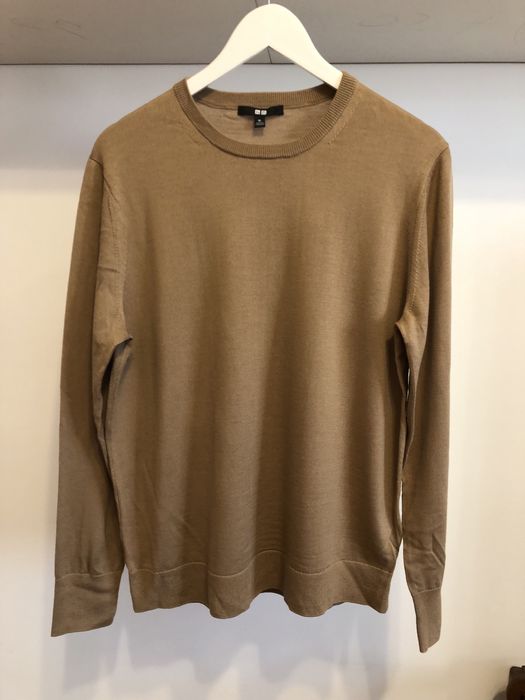Pulover bej Uniqlo, marimea XL, lana 100%