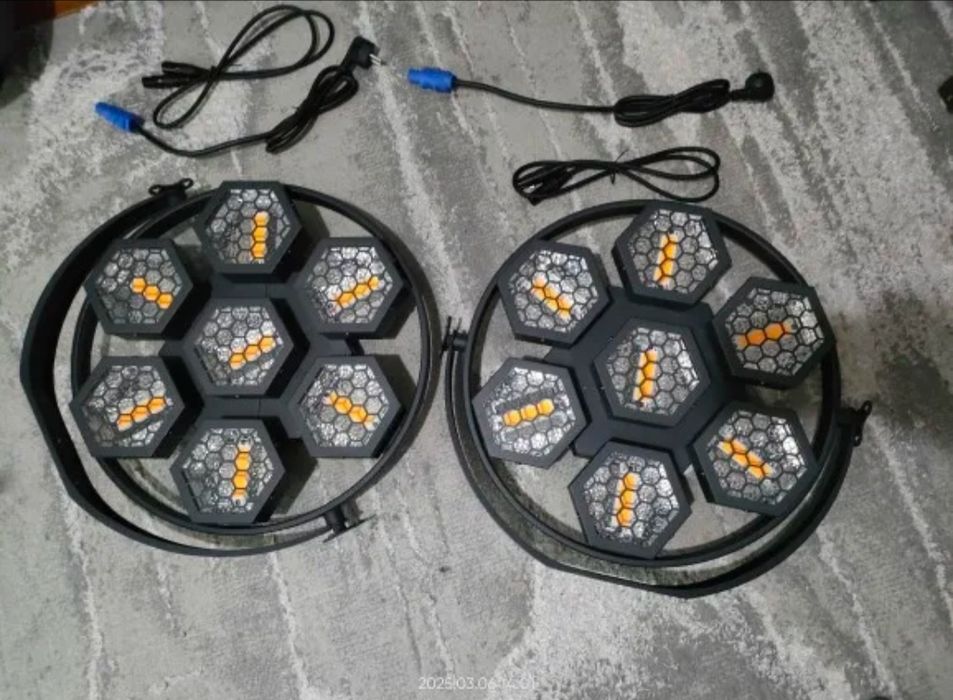 Set 2 Lumini Cob Retro floare 7 x 50W dj formații rbg gold