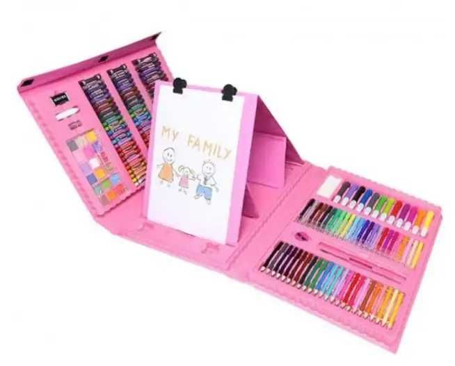 Креативен арт комплект куфар 208 елемента Флумастери, моливи, пастели