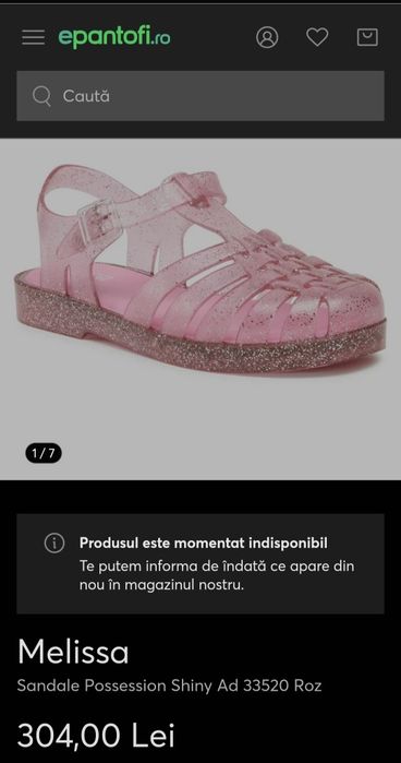 Sandale Mini Melissa Roz cu sclipici, parfumate, mar. 28-29, 11uk noi