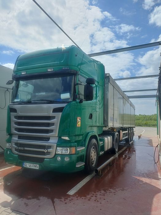 Vând ansamblu Scania R500  V 8  cu Benă cereale Benalu