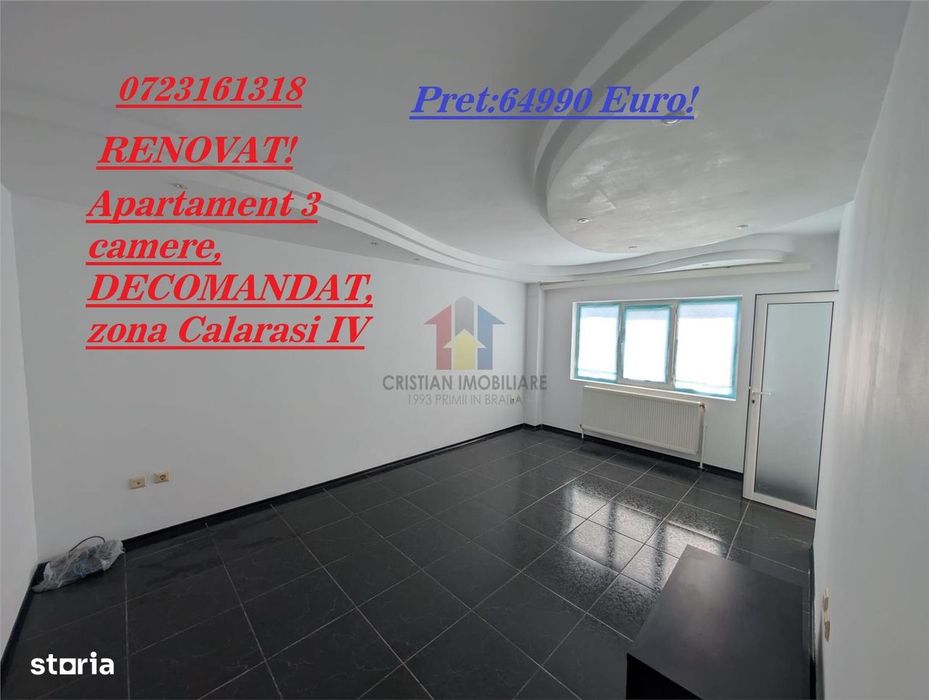 RENOVAT! Apartament 3 Camere DECOMNADAT, zona Calarasi IV