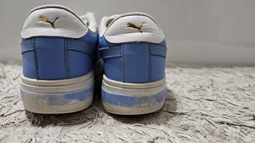 Sneakersi Adidași Puma albi cu detalii albastre baby-blue, nr 36