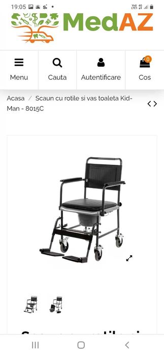 Scaun cu rotile si vas de toaleta