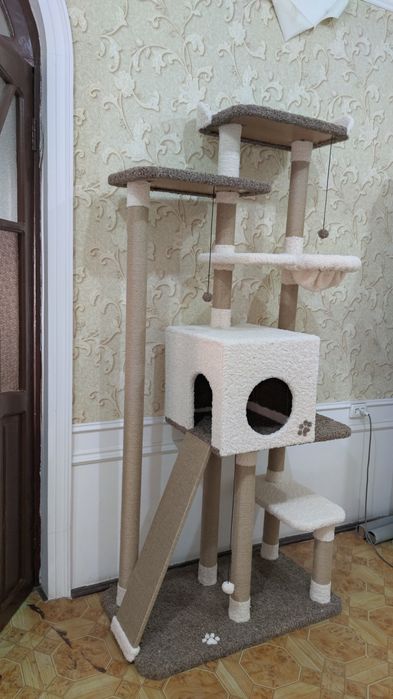 Большой Игровой комплекс для кошек. Когтеточка. Зоодомики