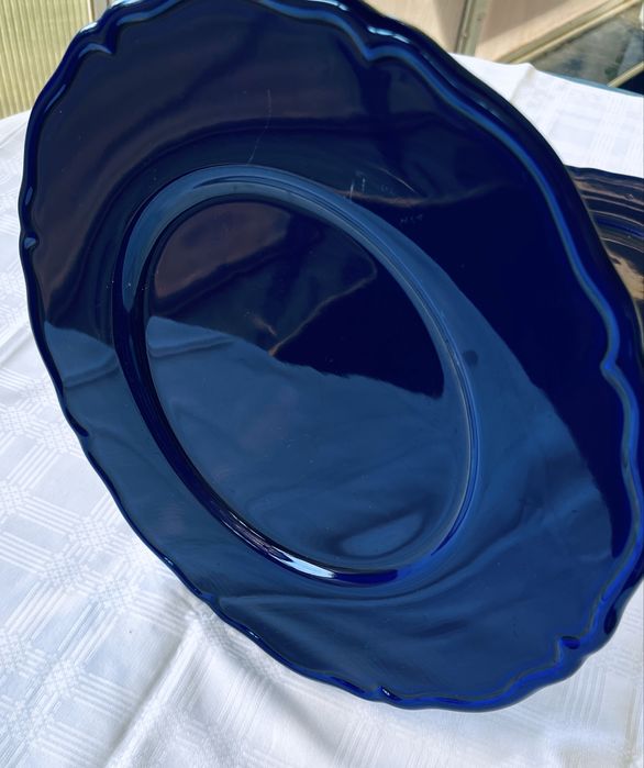 Големи стъклени кобалтови чинии-плата Este C.E. Италия