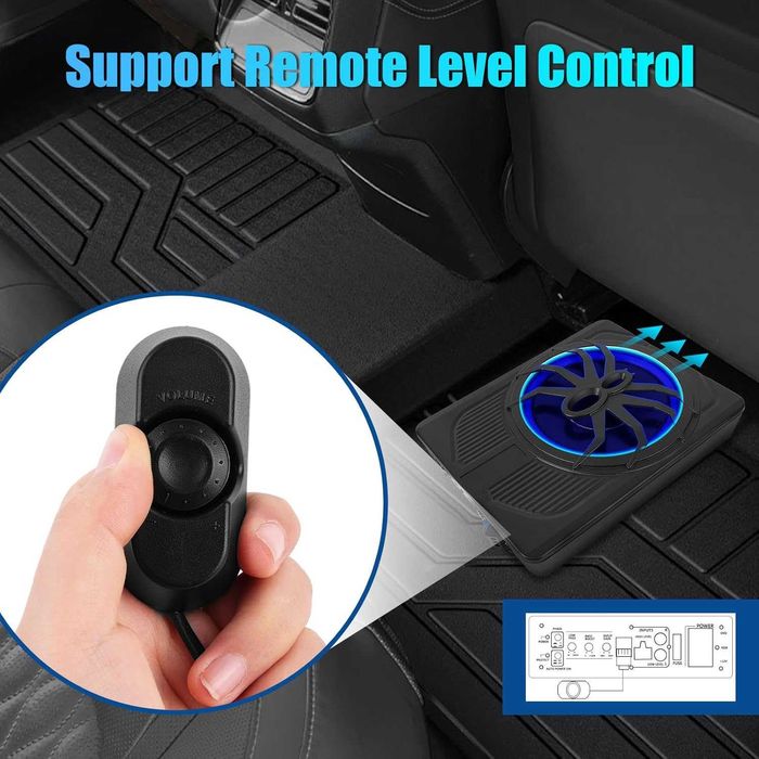 Активен субуфер под седалка 1000W LED - ултратънък авто бас