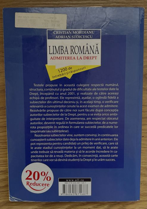 Limba română. Admiterea La Drept. 1200 de Întrebări Și Răspunsuri