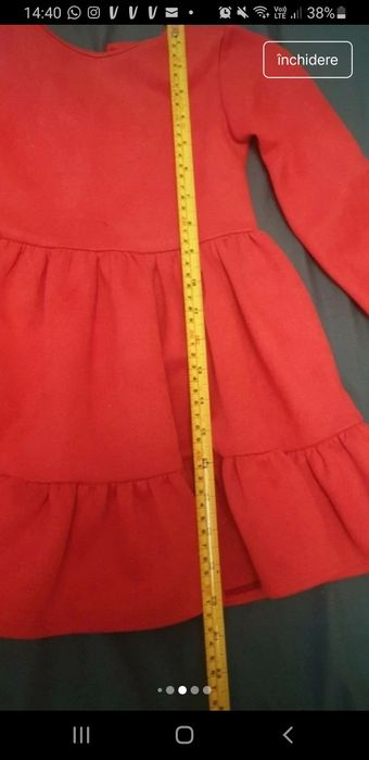 Rochita rosie,catifea subțire + gentuta,4-5 ani