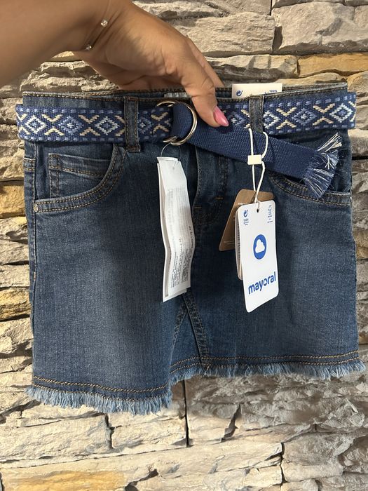 Нова детска дънкова пола Mayoral с колан 104см с етикети