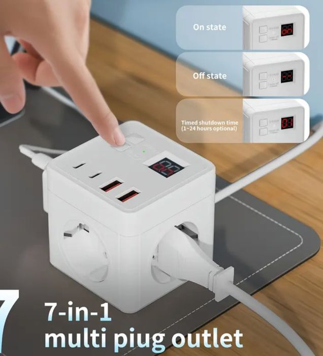 Разклонител тип "КУБ", с кабел 1,5м.