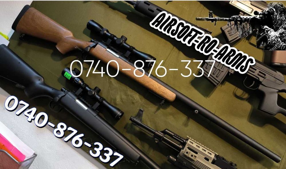 Pusca Airsoft FullMetal WoodMod PutereMAXIMA 7jouli Bile+Luneta