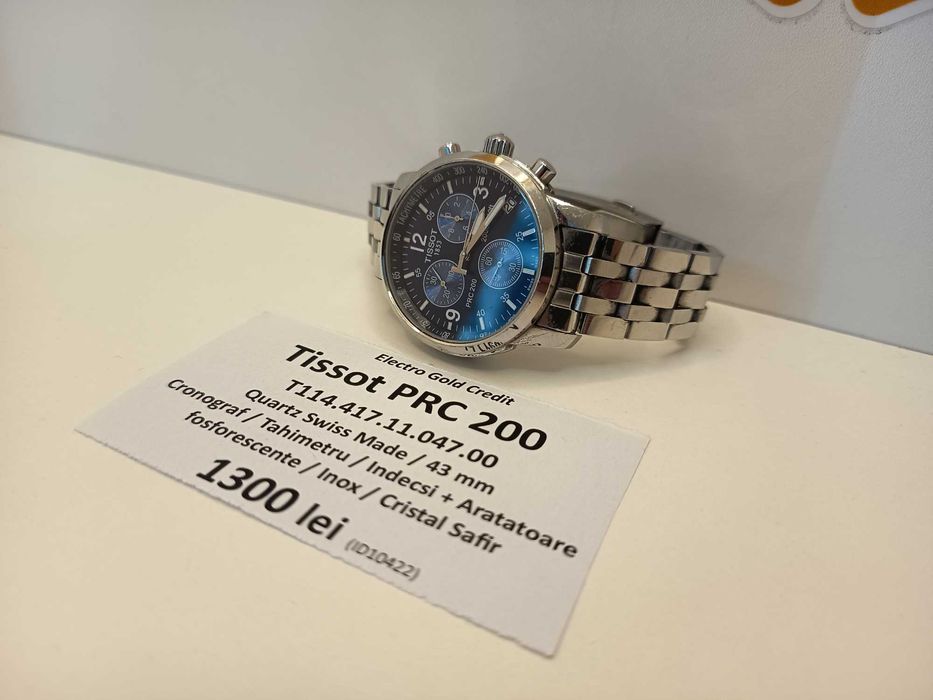 Ceas Tissot PRC 200 Cronograf/Tahimetru/ETA G10.212 Quartz Swiss Made/43mm/Cristal Safir/Inox/Cadran albastru ID10422