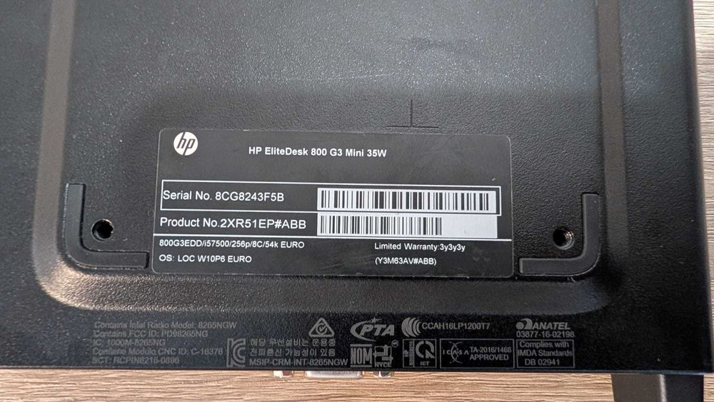 HP EliteDesk 800 G3 Mini – i5-7500, 8GB RAM, 256g GB SSD NVMe