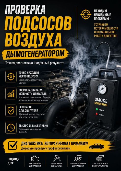 Дымогенератор, проверка авто дымогенератором