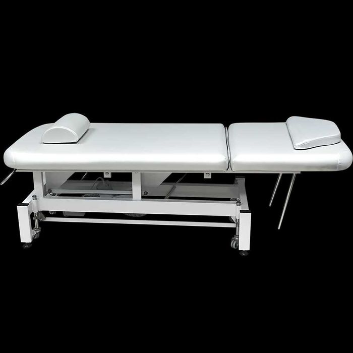 Електрическа кушетка Optima (1 мотор) - бяла/сива 185 х 70 x 60/80 см