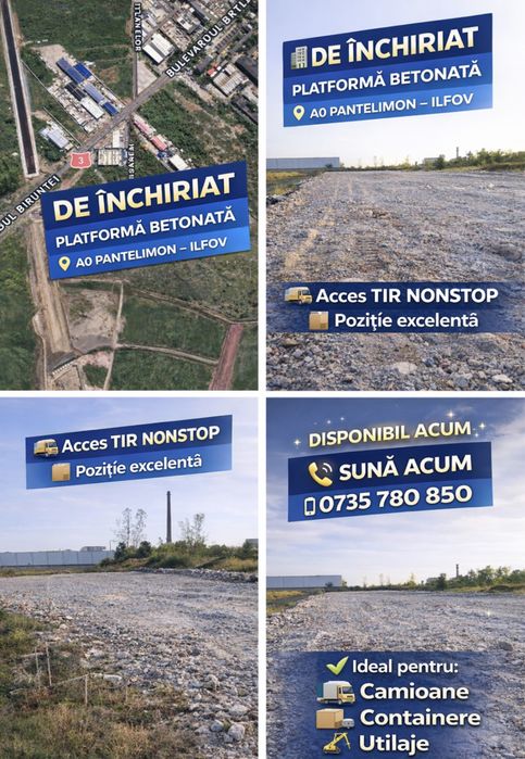 Locuri de parcare de închiriat – Pantelimon  / Bucuresti (DN3 – A0) Ilfov 50 Ron Luna - Str Gara Pasarea - Autoturizme - Autoutilitare *Rulota Duba