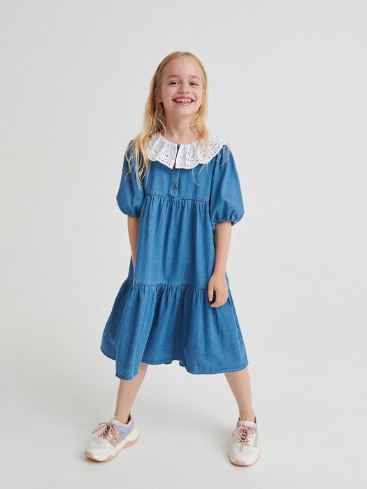 Rochie Reserved cu guleraș alb marimea 164,