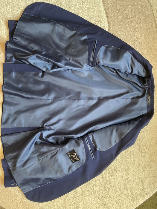 Мъжки син стилен официален костюм MANIAC