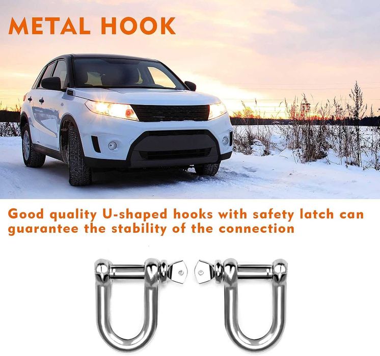 здраво въже за теглене, 9 т, 5м, 2 куки, ръкавици, светлоотразително