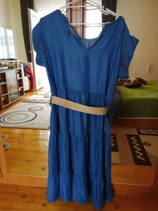 Rochie denim  cu mânecă scurta