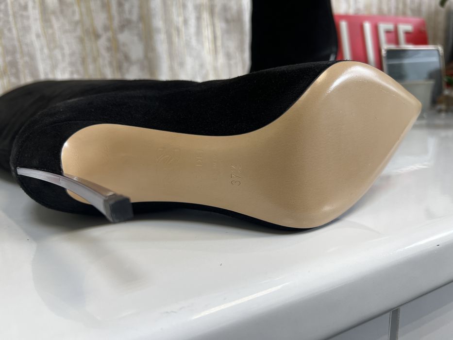 Cizme Casadei Blade High piele intoarsa negru