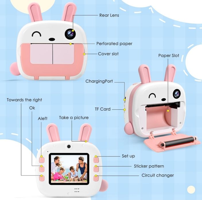 Aparat Foto cu Imprimare WIFI cu accesorii, Wallalla, 32 GB, Roz
