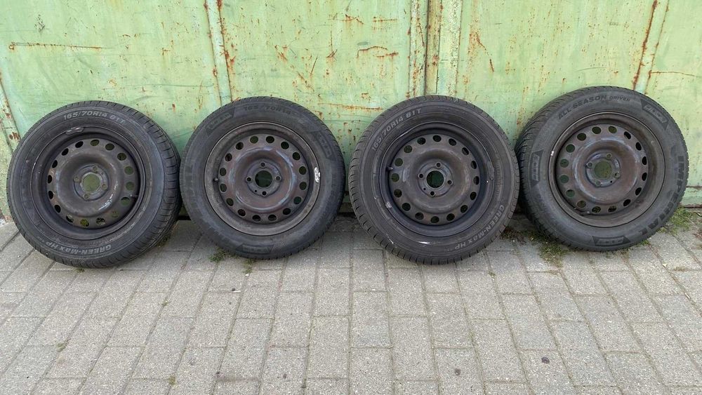 jante table  reno 4x100 anv 2 buc vara si 2 buc all season  165 70 14