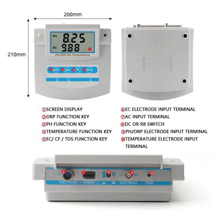 Лабораторный рН/EC/TDS/CF/ORP/Temp 6в1 PHS-26C (со штативом)