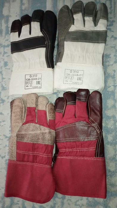 Продаются перчатки рабочие кожаные и резиновые, легкие и утепл