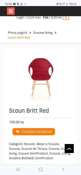 Scaune plastic cu picioare de lemn