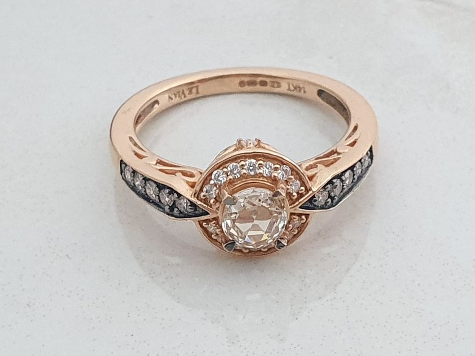 Inel din aur roz de 14K cu diamante naturale  diamant central 0,50 ct